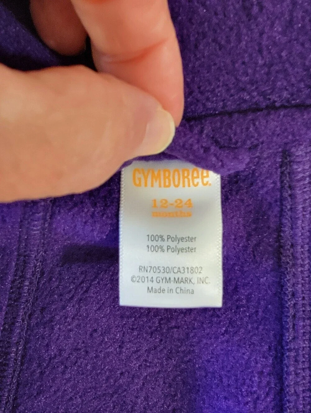 Gymboree Purple Fleece Pea Coat Bow Collar Buttons 12-24 Months Baby Toddler